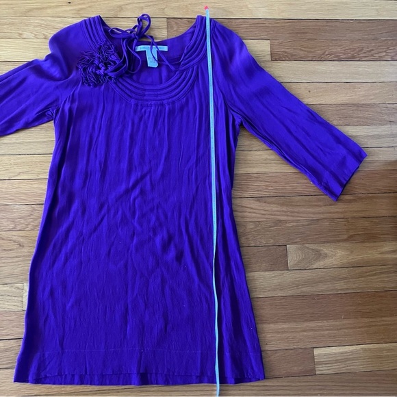 Diane Von Furstenberg Parlian Shift Tunic Long Sleeve Tassel Mini Dress Purple - Picture 7 of 11